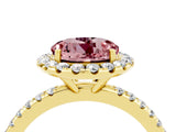 Yellow gold Round Cut Halo Round Diamond Pavé Band Four-Prong Ring_4
