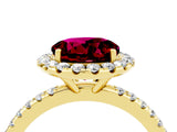 Yellow gold Round Cut Halo Round Diamond Pavé Band Four-Prong Ring_4