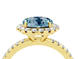 Yellow gold Round Cut Halo Round Diamond Pavé Band Four-Prong Ring_4