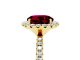 Yellow gold Round Cut Halo Round Diamond Pavé Band Four-Prong Ring_5