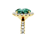 Yellow gold Round Cut Halo Round Diamond Pavé Band Four-Prong Ring_5