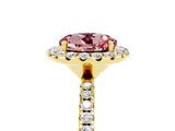 Yellow gold Round Cut Halo Round Diamond Pavé Band Four-Prong Ring_5