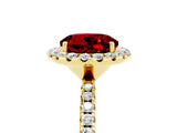 Yellow gold Round Cut Halo Round Diamond Pavé Band Four-Prong Ring_5