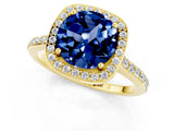 Yellow gold Round Cut Halo Round Diamond Pavé Band with Four-Prong Setting_1