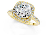 Yellow gold Round Cut Halo Round Diamond Pavé Band with Four-Prong Setting_1