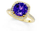 Yellow gold Round Cut Halo Round Diamond Pavé Band with Four-Prong Setting_1
