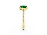 Yellow gold Round Cut Halo Round Diamond Pavé Band with Four-Prong Setting_2