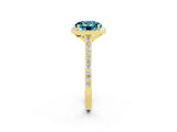 Yellow gold Round Cut Halo Round Diamond Pavé Band with Four-Prong Setting_2