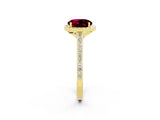 Yellow gold Round Cut Halo Round Diamond Pavé Band with Four-Prong Setting_2