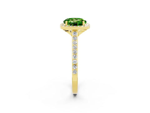 Yellow gold Round Cut Halo Round Diamond Pavé Band with Four-Prong Setting_2