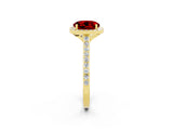 Yellow gold Round Cut Halo Round Diamond Pavé Band with Four-Prong Setting_2