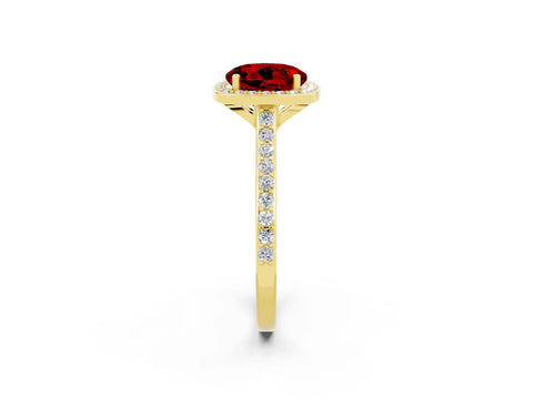 Yellow gold Round Cut Halo Round Diamond Pavé Band with Four-Prong Setting_2