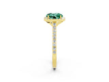 Yellow gold Round Cut Halo Round Diamond Pavé Band with Four-Prong Setting_2