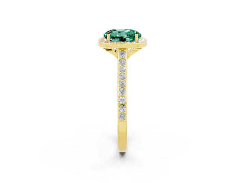 Yellow gold Round Cut Halo Round Diamond Pavé Band with Four-Prong Setting_2