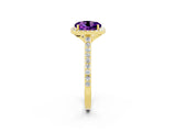 Yellow gold Round Cut Halo Round Diamond Pavé Band with Four-Prong Setting_2