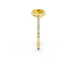 Yellow gold Round Cut Halo Round Diamond Pavé Band with Four-Prong Setting_2