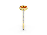 Yellow gold Round Cut Halo Round Diamond Pavé Band with Four-Prong Setting_2