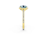 Yellow gold Round Cut Halo Round Diamond Pavé Band with Four-Prong Setting_2