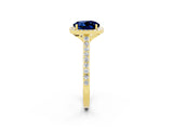 Yellow gold Round Cut Halo Round Diamond Pavé Band with Four-Prong Setting_2