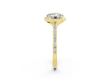 Yellow gold Round Cut Halo Round Diamond Pavé Band with Four-Prong Setting_2