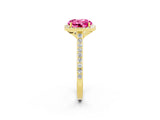 Yellow gold Round Cut Halo Round Diamond Pavé Band with Four-Prong Setting_2