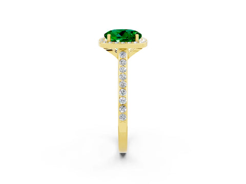 Yellow gold Round Cut Halo Round Diamond Pavé Band with Four-Prong Setting_2