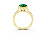 Yellow gold Round Cut Halo Round Diamond Pavé Band with Four-Prong Setting_3