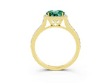 Yellow gold Round Cut Halo Round Diamond Pavé Band with Four-Prong Setting_3