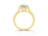 Yellow gold Round Cut Halo Round Diamond Pavé Band with Four-Prong Setting_3