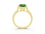 Yellow gold Round Cut Halo Round Diamond Pavé Band with Four-Prong Setting_3