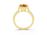 Yellow gold Round Cut Halo Round Diamond Pavé Band with Four-Prong Setting_3