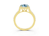 Yellow gold Round Cut Halo Round Diamond Pavé Band with Four-Prong Setting_3
