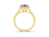 Yellow gold Round Cut Halo Round Diamond Pavé Band with Four-Prong Setting_3