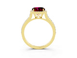 Yellow gold Round Cut Halo Round Diamond Pavé Band with Four-Prong Setting_3