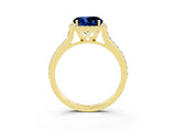 Yellow gold Round Cut Halo Round Diamond Pavé Band with Four-Prong Setting_3