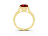 Yellow gold Round Cut Halo Round Diamond Pavé Band with Four-Prong Setting_3