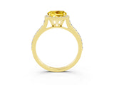 Yellow gold Round Cut Halo Round Diamond Pavé Band with Four-Prong Setting_3