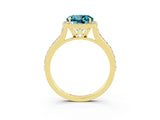Yellow gold Round Cut Halo Round Diamond Pavé Band with Four-Prong Setting_3