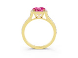 Yellow gold Round Cut Halo Round Diamond Pavé Band with Four-Prong Setting_3