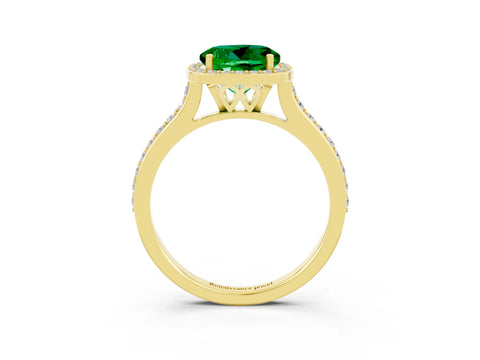 Yellow gold Round Cut Halo Round Diamond Pavé Band with Four-Prong Setting_3