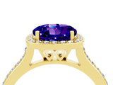 Yellow gold Round Cut Halo Round Diamond Pavé Band with Four-Prong Setting_4
