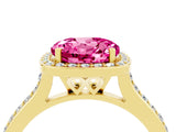Yellow gold Round Cut Halo Round Diamond Pavé Band with Four-Prong Setting_4