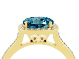 Yellow gold Round Cut Halo Round Diamond Pavé Band with Four-Prong Setting_4