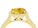 Yellow gold Round Cut Halo Round Diamond Pavé Band with Four-Prong Setting_4
