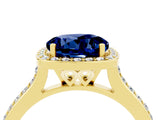 Yellow gold Round Cut Halo Round Diamond Pavé Band with Four-Prong Setting_4