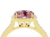 Yellow gold Round Cut Halo Round Diamond Pavé Band with Four-Prong Setting_4