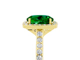 Yellow gold Round Cut Halo Round Diamond Pavé Band with Four-Prong Setting_5