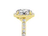 Yellow gold Round Cut Halo Round Diamond Pavé Band with Four-Prong Setting_5
