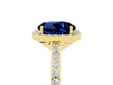 Yellow gold Round Cut Halo Round Diamond Pavé Band with Four-Prong Setting_5