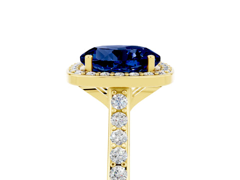 Yellow gold Round Cut Halo Round Diamond Pavé Band with Four-Prong Setting_5